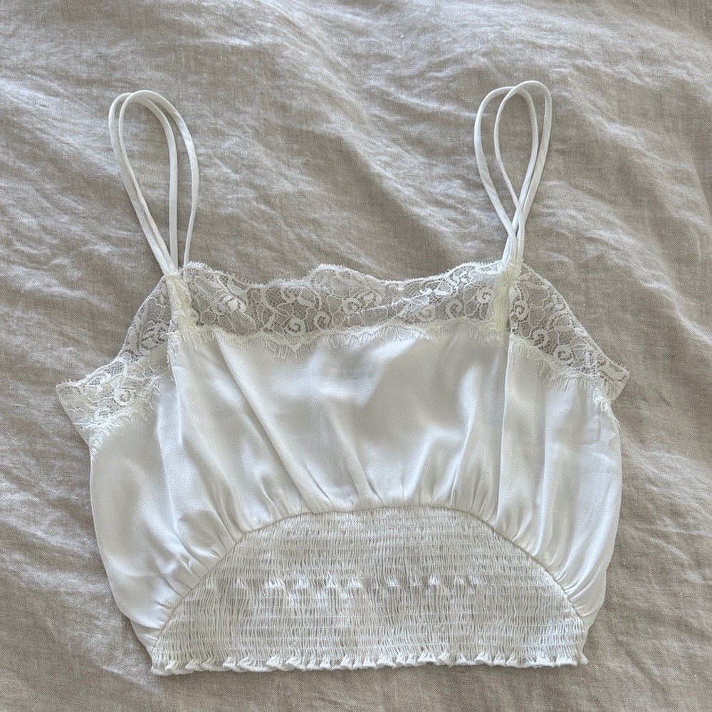 Zara Elegant Cream Lace Satin Camisole